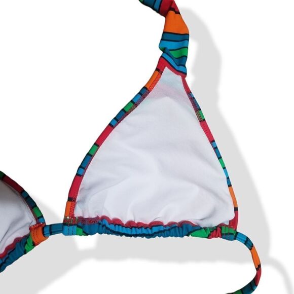 Striped String Bikini Top sz M - Picture 5 of 7